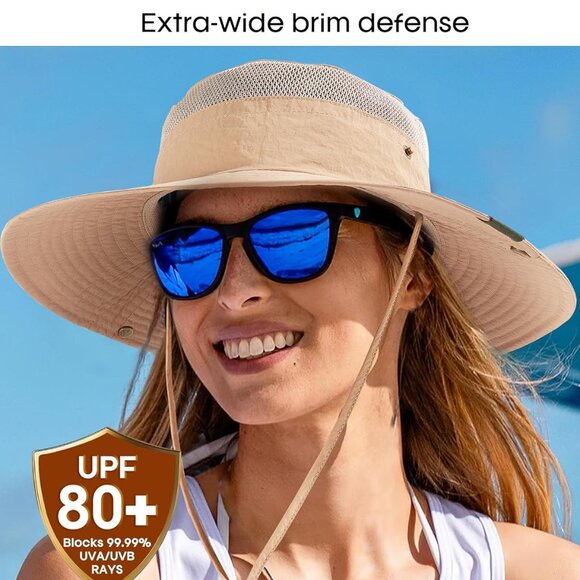 Sun Hat Women Men Breathable Wide Brim Bucket UV Protection Water Resistant - Picture 2 of 6